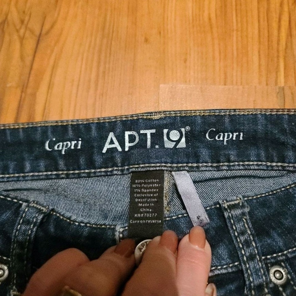 Apt 9 cropped denim jean capris cuffed leg denim - Picture 6 of 6